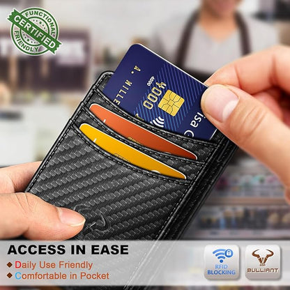 BULLIANT Slim Wallet For Men 12Cards,Magnetic Flip Build-in Money Clip Airtag Compatible-RFID Blocking