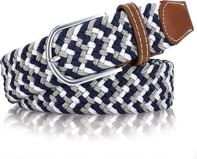 XZQTIVE Braided Belt Stretch Belt for Men and Women Multicolored Woven Golf Belt Elastic Jean Belts
