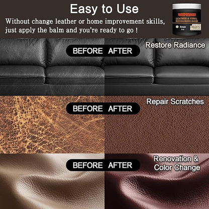 Leather Recoloring Balm & Color Restorer - Multipurpose Dye & Paint for Faded Leather Couches, Car Seats, Shoes | Fix Scratches on Clothing, Furniture & Accessories(Beige)