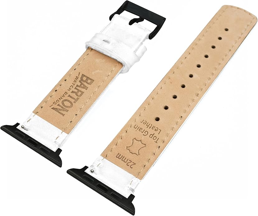 BARTON WATCH BANDS - Top Grain Leather Watch Bands Compatible with Apple Watch Models - 1, 2, 3, 4, 5, 6, 7, 8, 9, 10, SE, Ultra & Ultra 2