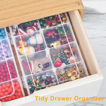 4 Pack 8 Grids Bead Organizer and Storage, Small Clear Plastic Divided Box with Removable Dividers and Labels for Snacks Candies Jewelry Crafts Electronics Small Parts Organizer Tackle Boxe(4)