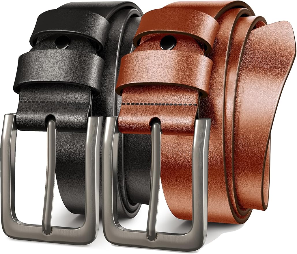 Mens Dress Belt,Genuine Casual Leather Belts for Men 1.5" Width