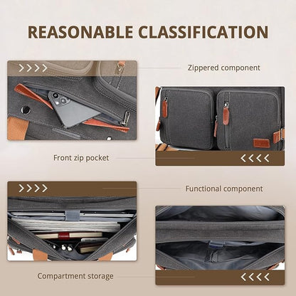 MOLNIA 15.6 inch Laptop Backpack,3 in 1 Briefcases For Men,Laptop Backpack, Messenger Bag,Computer Bags For Men Women, Dark Grey
