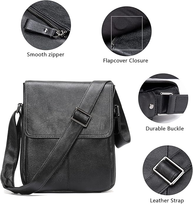 Genuine Leather Messenger Bags Mens Shoulder Crossbody purse Work Business Vintage lager Capacity