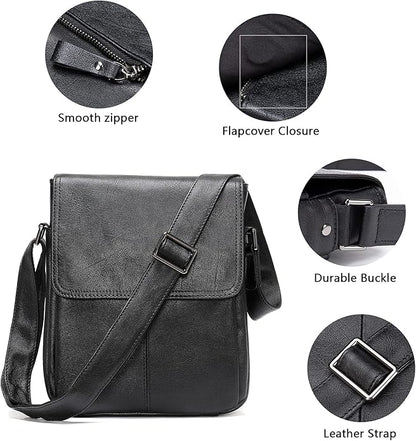 Genuine Leather Messenger Bags Mens Shoulder Crossbody purse Work Business Vintage lager Capacity