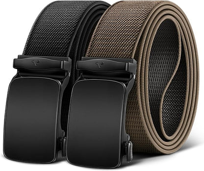 BULLIANT Men Belt-Reversible Ratchet Belt Stretchable for Gift Men Work Casual Golf 1 3/8"-Cut For Fit -2 In 1Belt