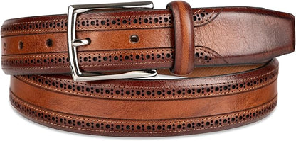 Cole Haan Men's Leather Dress Belt – Polished Brown, Tan Or Cognac Strap for Work & Formal Wear