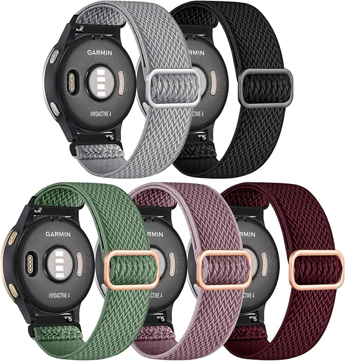 GEAK 22mm Watch Band Compatible with Garmin Venu 4 /Venu 2 3 45mm, 22mm Quick Release Replacement Loop Elastic Fabric Straps Compatible for Garmin Vivoactive 4 /Forerunner 265/255/965 Women Men