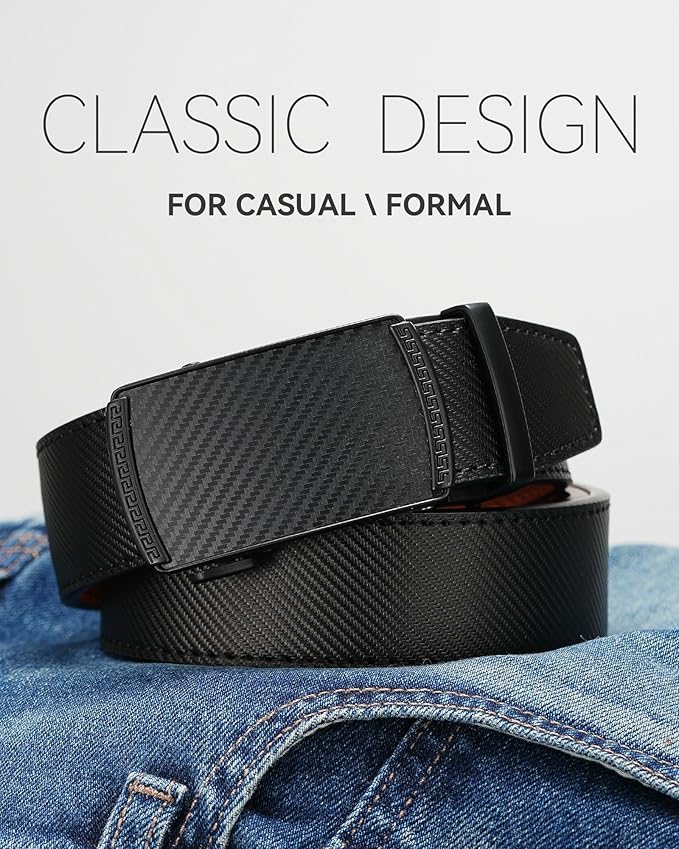 MILORDE Men's Leather Ratchet Belt - 35mm - Customizable Fit