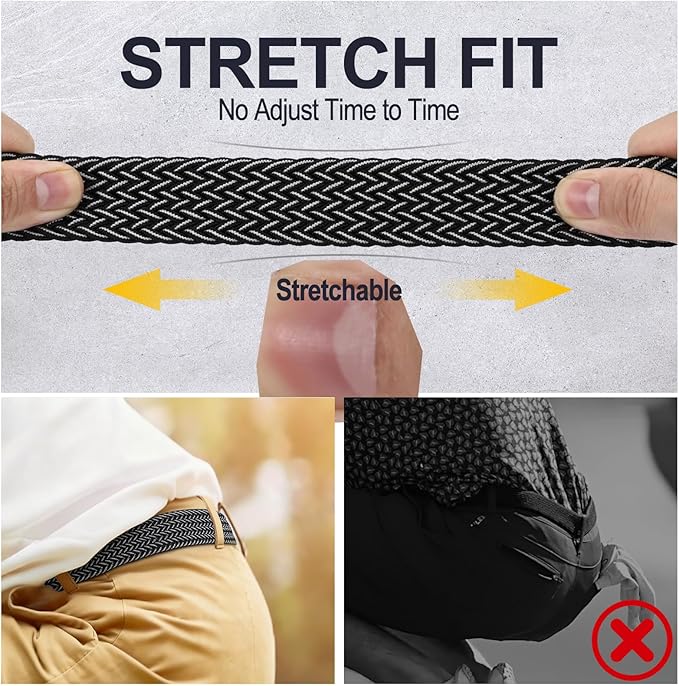 XZQTIVE Braided Belt Stretch Belt for Men and Women Multicolored Woven Golf Belt Elastic Jean Belts