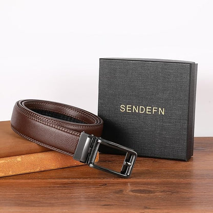 SENDEFN Men's Leather Dress Casual Belt 1 3/8" Automatic Adjustable Click Buckle Belts with Gift Box