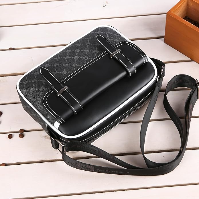 Crossbody Bag for Mens, Pu leather Cross Body Purse, Multi Pocket Shoulder Bag Messenger Bag for Travel Work Daily