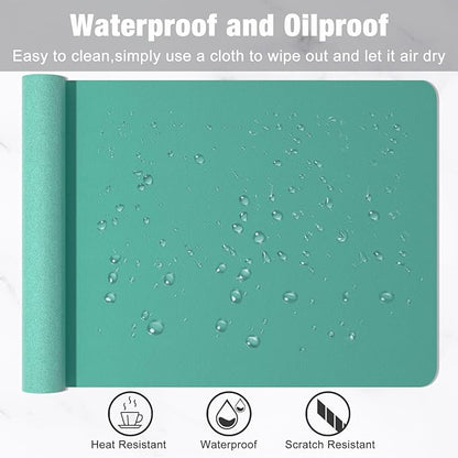 Hsurbtra Desk Pad, 35.5" x 17" PU Leather Desk Mat, XXL Extended Mouse Pad, Waterproof Desktop Blotter Protector, Non-Slip Ultra Thin Large Laptop Keyboard Writing Mat for Office Home, Fruit Green