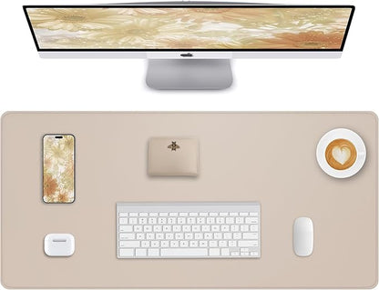 AFIING Extra Large Desk Mat - 55"x 24" Non-Slip Desk Pad for Office and Home - Ideal for Large Mouse Pad and Desk Mats on Top of Desks(Beige)