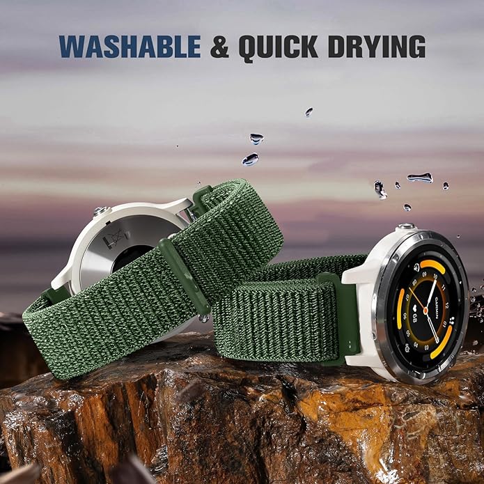 18mm 20mm 22mm Hook and Loop Watch Band Compatible with Garmin Vivoactive 5/ Vivoactive 6/ Vivoactive 3, Soft Nylon Breathable Sport Strap for Venu 2S/ Venu3S/ Forerunner 265s,Venu 3/ Venu 2 Men Women