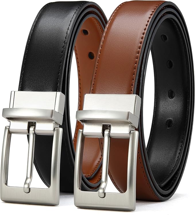 CHAOREN Reversible Belt Men 1 Piece - 1.25" Leather Dress Belt - Trim to Fit for Elegant Style
