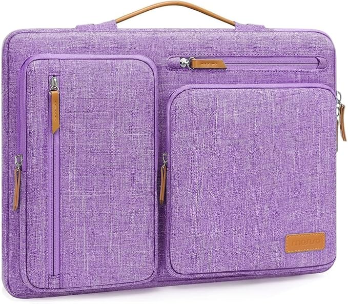 MOSISO 360 Protective Laptop Case 14 inch, 14 inch Laptop Sleeve Compatible with HP Lenovo Dell ASUS Acer, HP, Dell Latitude, Lenovo, Side Open Carrying Case with 4 Zipper Pockets&Handle, Lilac