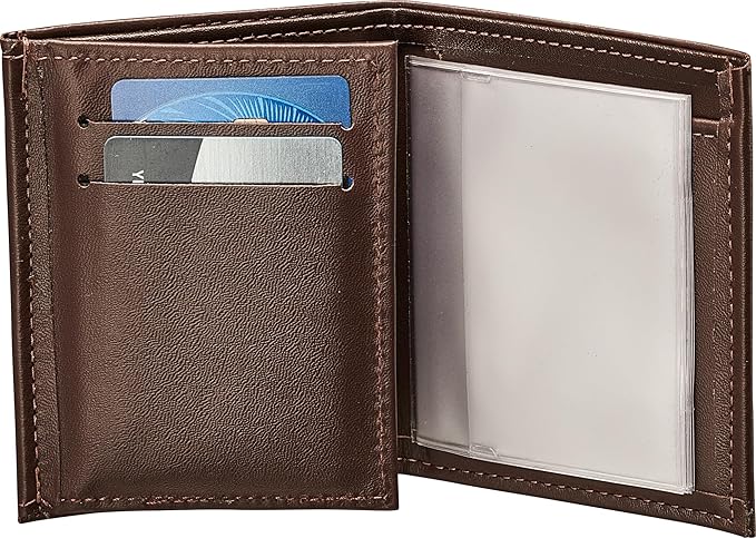 Perfect Fit Shield Wallets Shield with Eagle Police and Security Fits for Blackington B 296 Style Hidden Badge Wallet Leather (Cutout PF-209) Brown