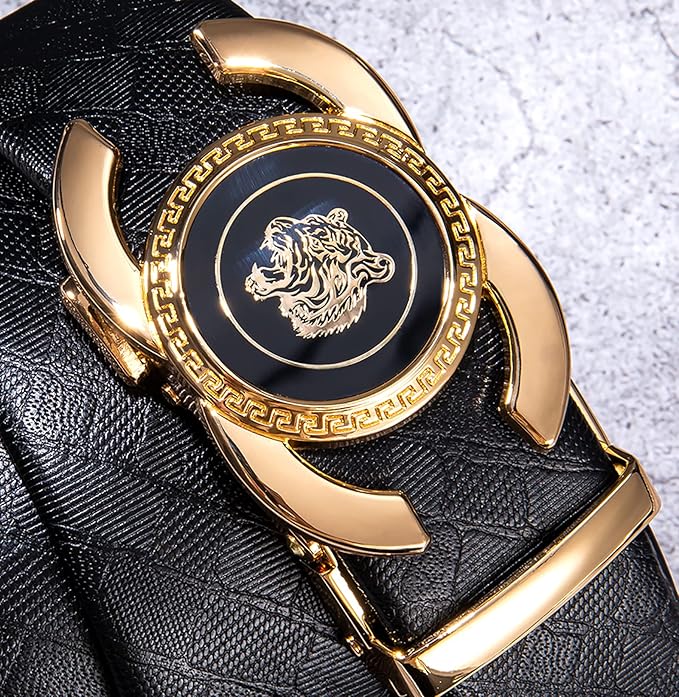 Dubulle Designer Ratchet Belt for Men Leather Fashion Adjustable Automatic Buckle Sliding Removable Dress Casual
