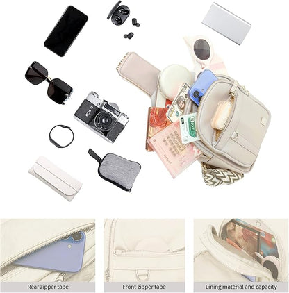 Sling Bag Set, PU Leather Sling Bag, Multi-Zipper Design for Travel, Outdoors, Valentine’s Day Gifts
