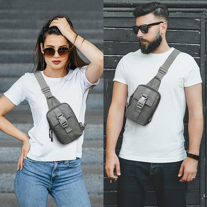 G4Free Waterproof Mini Crossbody Sling Bag, Small Chest Fanny Pack for Men, Lightweight Travel Sports Purse (Grey)