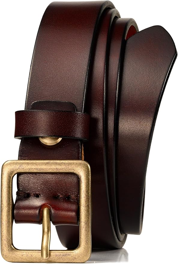 WOLFANT Full Grain Leather Belt for Women,1.1" Ladies Casual leather Jean Belt with Vintage Square buckle in Gift Box