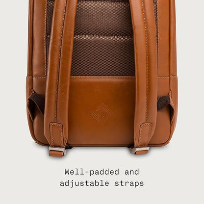 Nordweg Nomad Leather Laptop Backpack NW089A – Lightweight Daypack for Work & Travel – Fits Laptops up to 15.6” (Caramel)