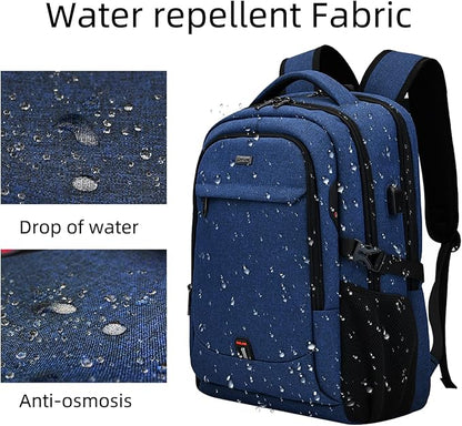 DUSLANG 17 Inch Laptop Backpack for Travel Water Resistant College Backpack for Men Women Laptop Bag with USB Charging Port,Blue