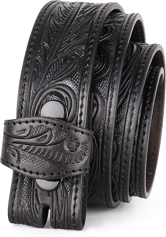 F&L CLASSIC Western Belt without buckle for men – Full Grain Leather Cowboy Belts for jeans - One Piece Leather strap belt