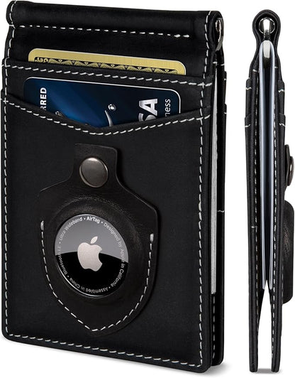 SERMAN BRANDS RFID Blocking Wallet Slim Bifold - Genuine Leather Minimalist Front Pocket Wallets for Men with Money Clip Gift