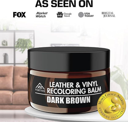 FORTIVO Leather Recoloring Balm, Color Restorer, Scratch Remover, Couch Paint and Repair, Leather Balm for Couches
