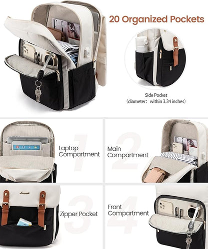 LOVEVOOK Laptop Backpack for Women Vintage Travel Backpack Purse Airline Approved 15.6 Inch Large Computer Backpack Fashion Teacher Nurse Bag for Work Business College