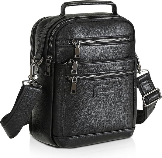 Polare Italian Full Grain Leather Messenger Bag Vintage Chest Shoulder Crossbody Bag Casual Sling Business Handbag for Men