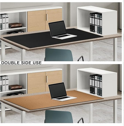 MAIDERN 43.3”x 19.6” Leather Desk Pad XXL, Large Desk Mat, Reversible Cork & Leather Large Mouse pad for Desk, Waterproof Computer Desk Pad for Gaming Home Office (Black) …