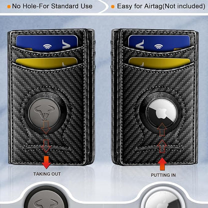 BULLIANT Men Airtag Wallet,Slim Wallet Money Clip Card Holder Magnetic Closure 12 Cards in Front Pocket RFID Blocking