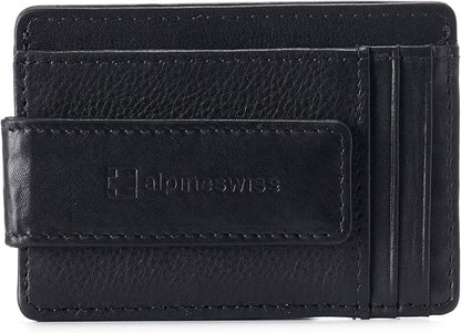 Alpine Swiss Harper Mens RFID Slim Money Clip Front Pocket Wallet Minimalist Leather ID Card Holder | RFID, Slim, Money Clip, Front Pocket, Minimalist, ID Card Holder