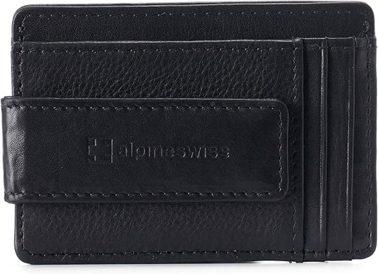 Alpine Swiss Harper Mens RFID Slim Money Clip Front Pocket Wallet Minimalist Leather ID Card Holder | RFID, Slim, Money Clip, Front Pocket, Minimalist, ID Card Holder