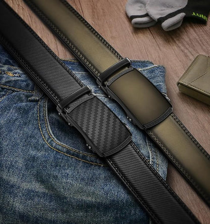 BULLIANT Men Belts 2 Pack,Ratchet Sliding Belt Adjustable For Gift Mens Dress Casual 1 3/8",Cut for Fit
