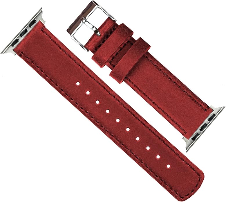 BARTON WATCH BANDS - Top Grain Leather Watch Bands Compatible with Apple Watch Models - 1, 2, 3, 4, 5, 6, 7, 8, 9, 10, SE, Ultra & Ultra 2