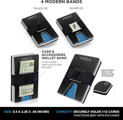 Fidelo Slim Wallet for Men – RFID Blocking Minimalist Credit Card Holder with Sliding Pop-Up Design - Push Button Men's Wallets - Front Pocket Wallet
