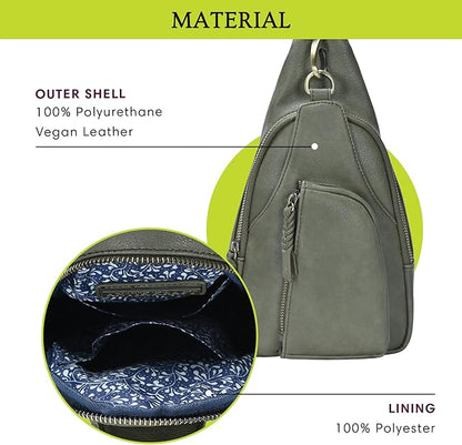 MMS Brands Antik Kraft Tasha Crossbody Sling | Vegan Leather Crossbody Bag for Women with 16-20" Strap | Sling Bags for Women