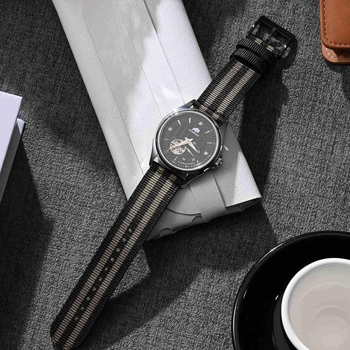 BISONSTRAP Men’s Nylon Watch Bands, Two-Piece Military Watch Straps, Quick Release, Brushed Buckle, Band Width 18mm 19mm 20mm 22mm