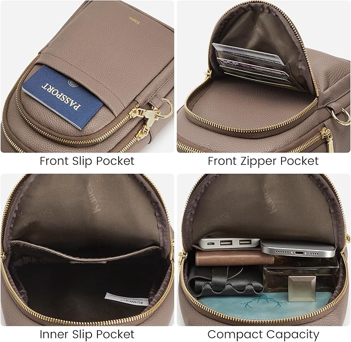 Kattee Sling Bag for Women, Leather Fanny Packs Crossbody Purse, Small Chest Bag for Travel with RFID Blocking