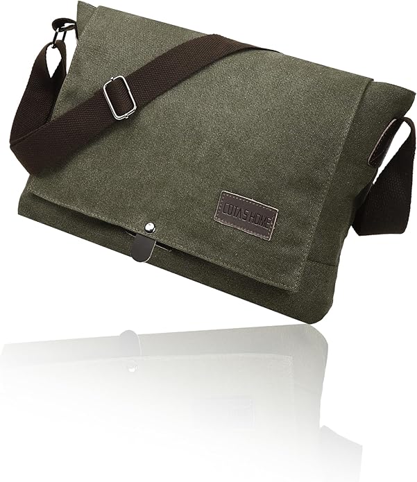Cota's home Canvas Messenger Bag for Men, Fits 14 Inch Laptop & A4 Documents, Large Capacity Crossbody Shoulder Bag