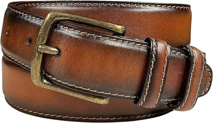 Men's Oil-Tanned Genuine Leather Dress Classic Belt 1-1/8"(30mm) or 1-3/8"(35mm) Wide One Piece Dress Belt