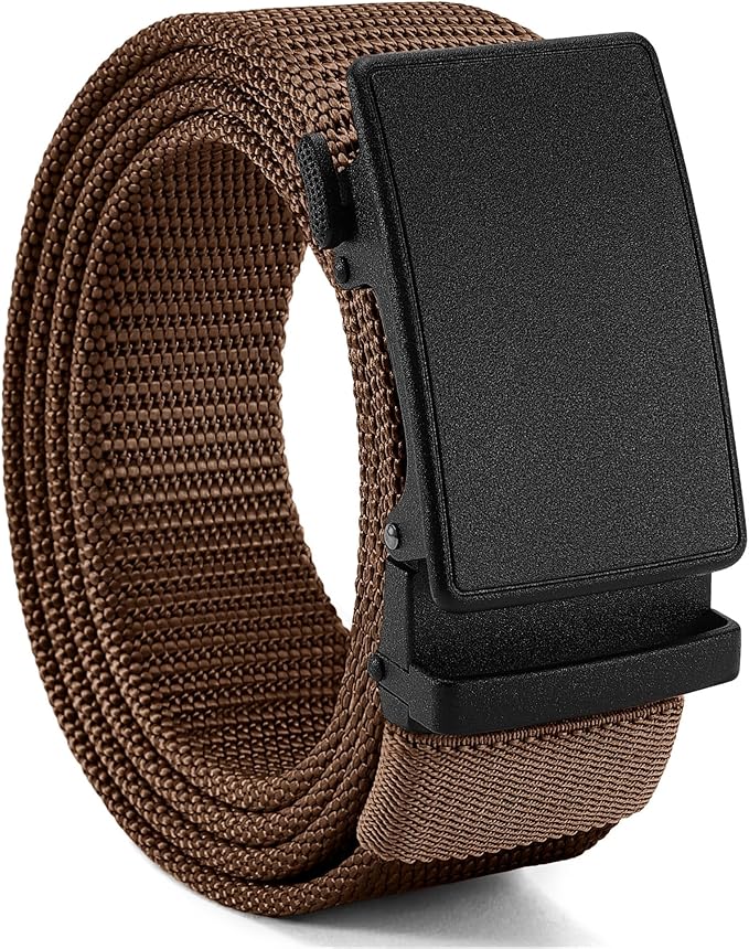 CHAOREN Nylon Ratchet Belts for Men - Adjustable Casual Work Belt with Slide Buckle - Trim to Fit