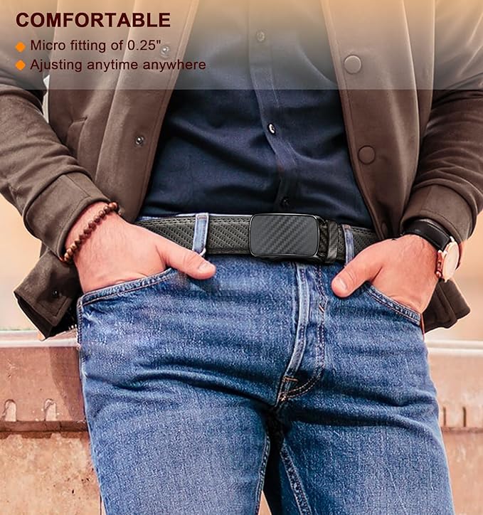 BULLIANT Men's Ratchet Belt Nontrimmable-Click Belt Adjustable for Men Gift Lightweight 1 3/8"
