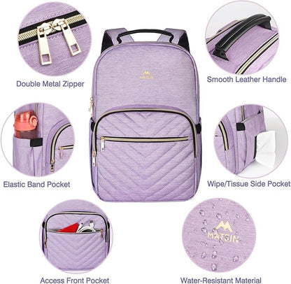 MATEIN 17 Inch Laptop Backpack, Womens Travel Laptop Backpack, Large Water Resistant College Teacher Nurse Work Bag Lightweight Daypack Computer Bagpack, Light Purple