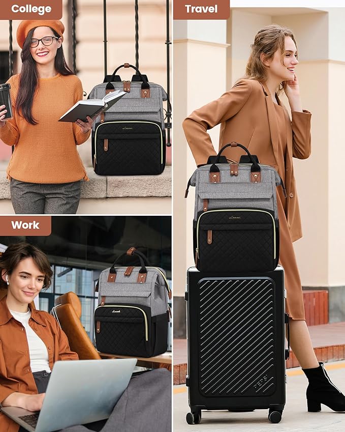 LOVEVOOK Laptop Backpack for Women, 15.6'' Waterproof Nurse Bag Teacher Work Backpack Purse for Women, Travel Computer Backpack for College Office Business Ladies