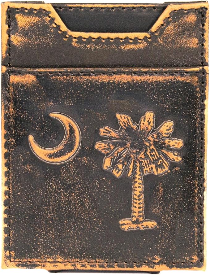 ZEP-PRO SC Palmetto Burnished Leather Magnetic Front Pocket Wallet, Slim Stylish for Men